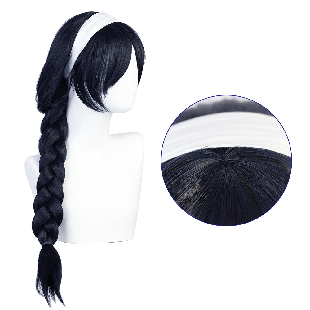 Amanai_Riko_Cosplay_Wig_Women_Long_Dark_Blue_Braid_Role_Play_Party_Hair