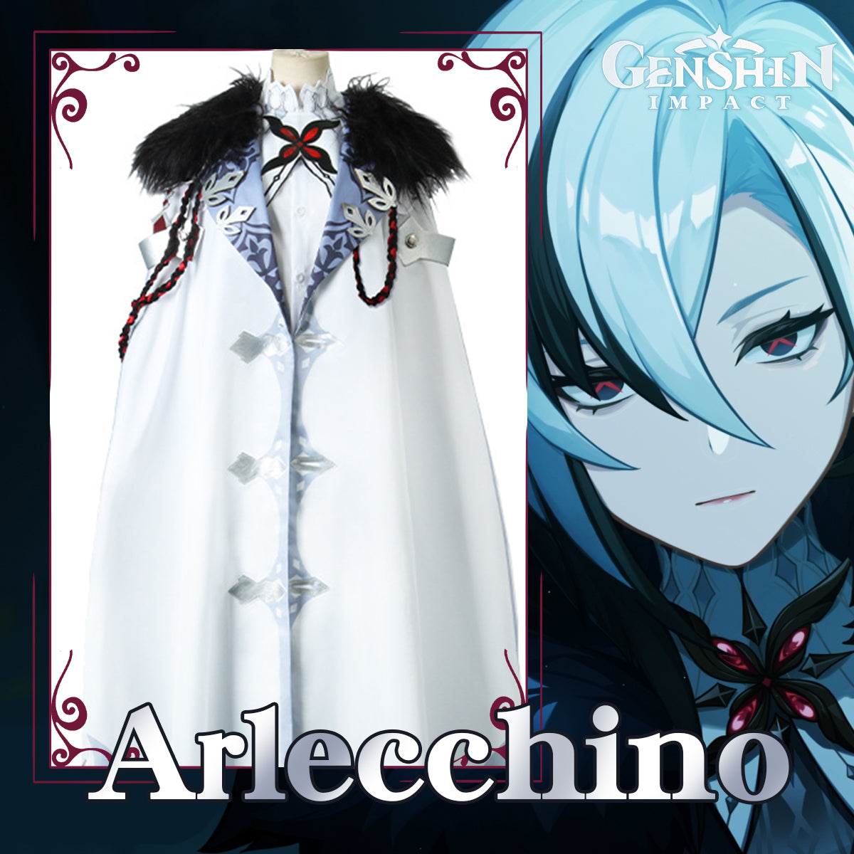 Game Genshin Impact Fatui Harbinger Cosplay Arlecchino Costume