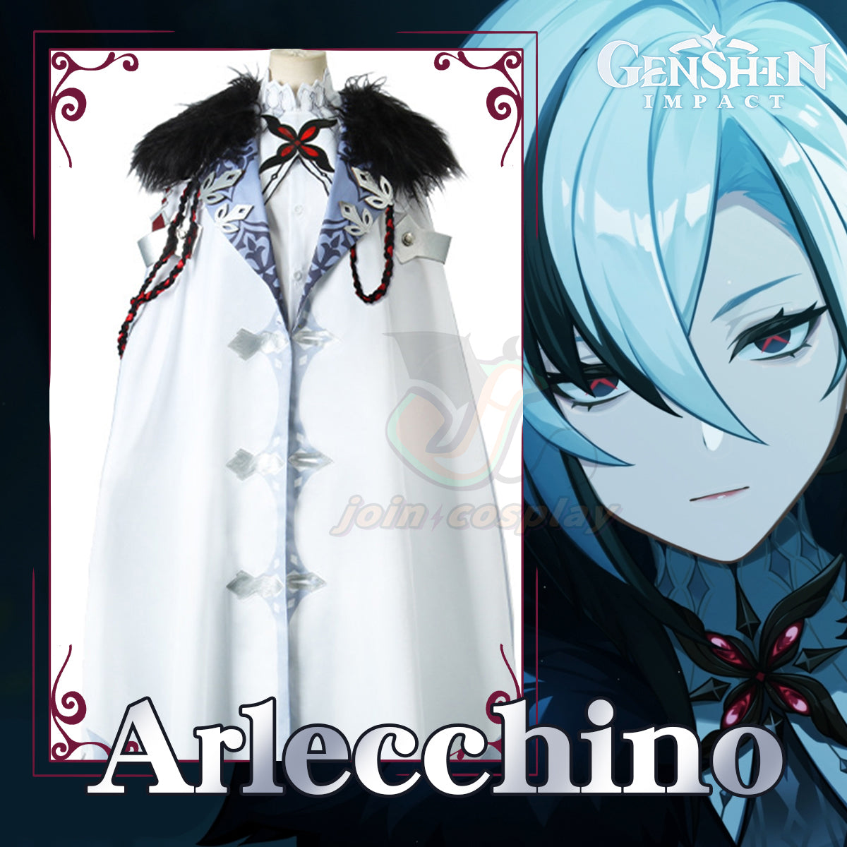 Game Genshin Impact Fatui Harbinger Cosplay Arlecchino Costume