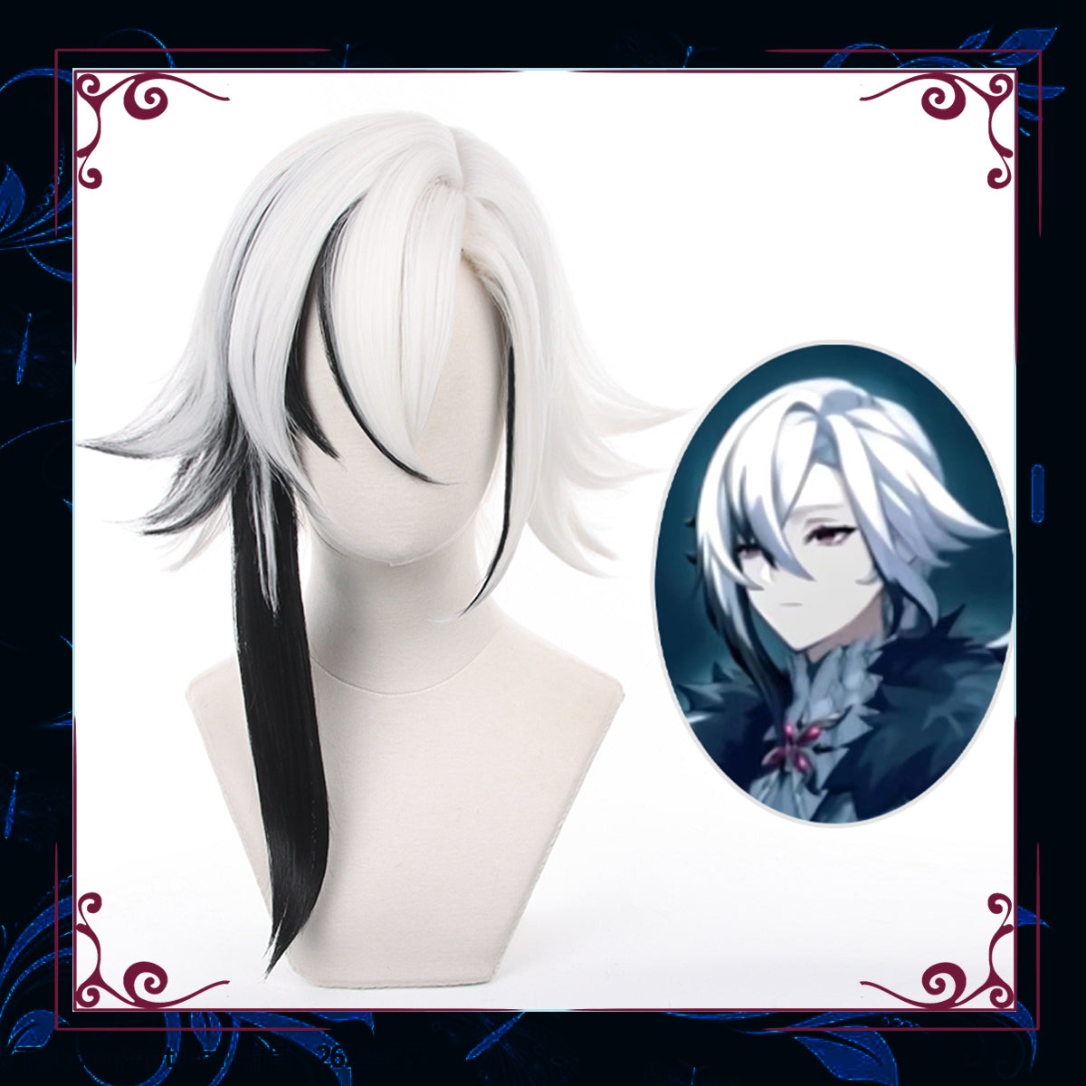 Servant Arlecchino Silver White Gray Black Cosplay Wig
