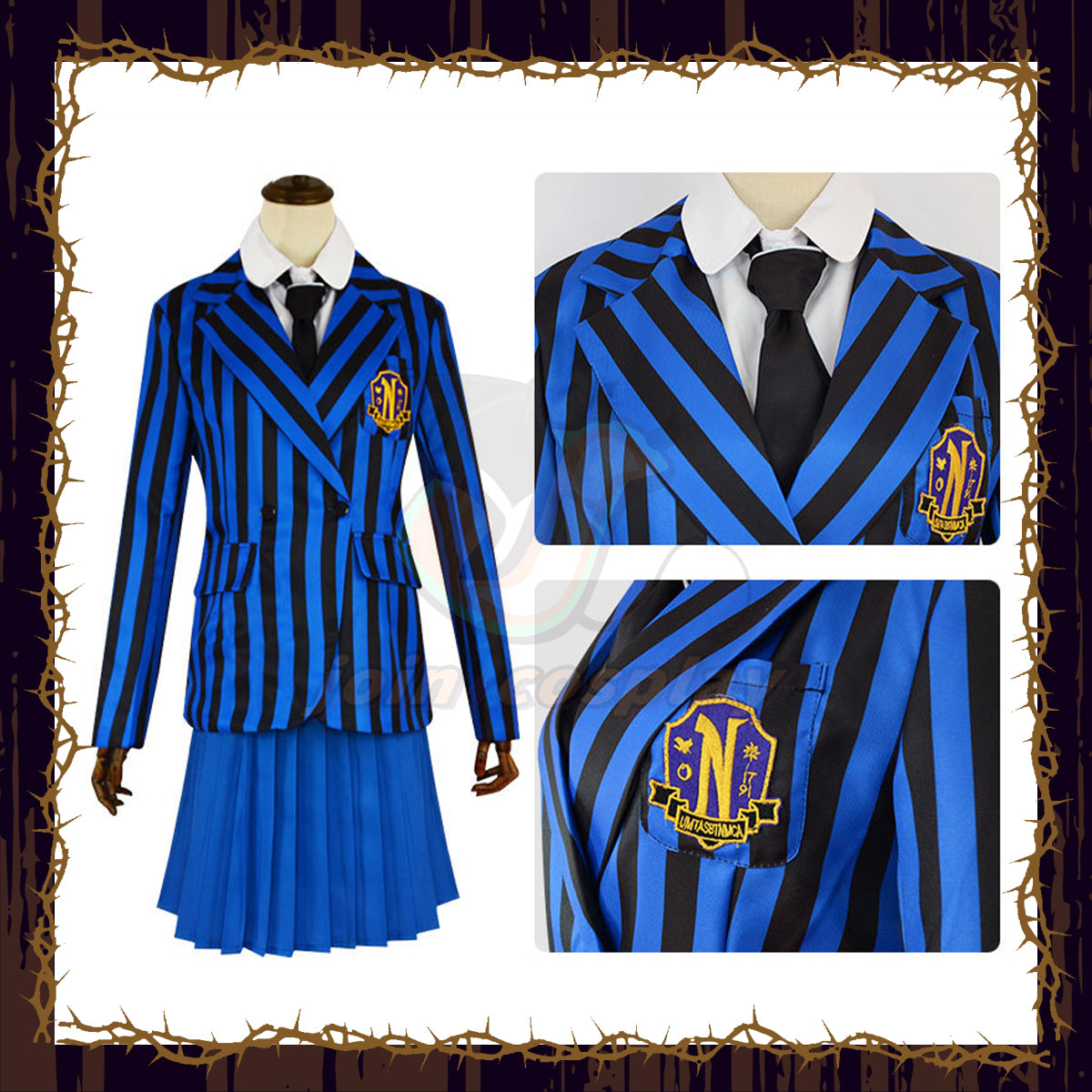 Wednesday (2022) Nevermore Academy Uniform Blue Female Cosplay Costume Suit