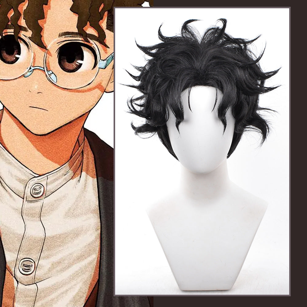 Ken Takakura Cosplay Wig Anime Dandadan Black Curly Short Hair
