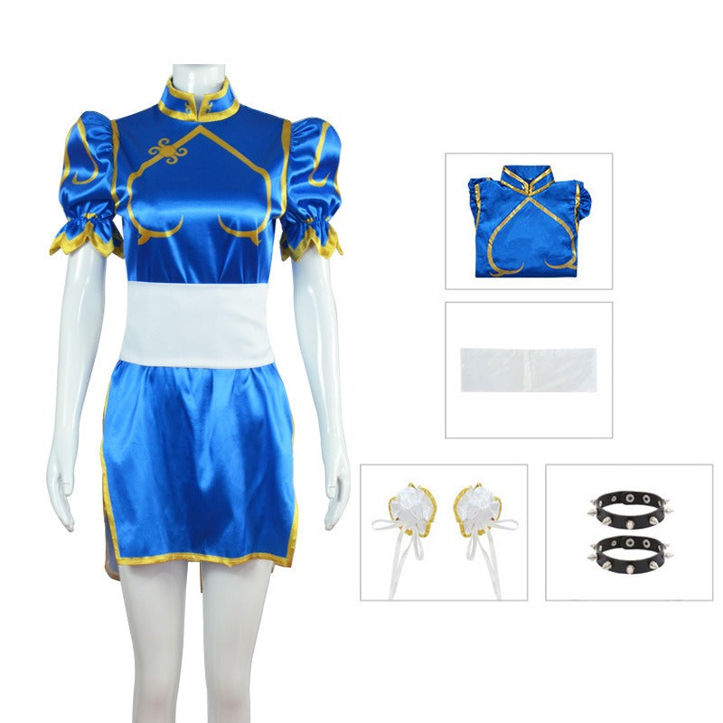 Game Street Fighter：The Legend of Chun-Li Cosplay Costume Blue Dress