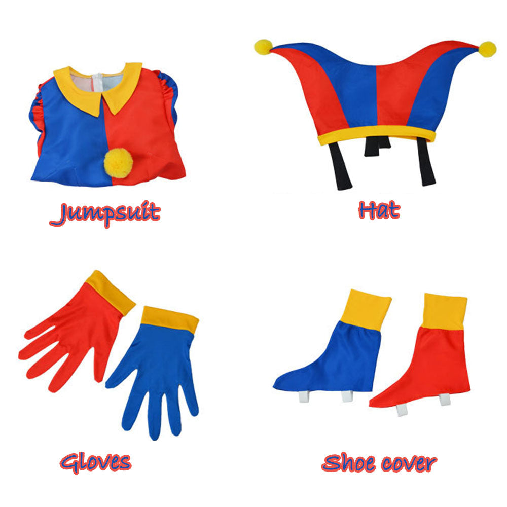 The Amazing Digital Circus Pomni Jumpsuit Cosplay Costume Bodysuit for Adult and Kids