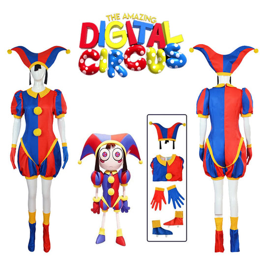 The Amazing Digital Circus Pomni Jumpsuit Cosplay Costume Bodysuit for Adult and Kids