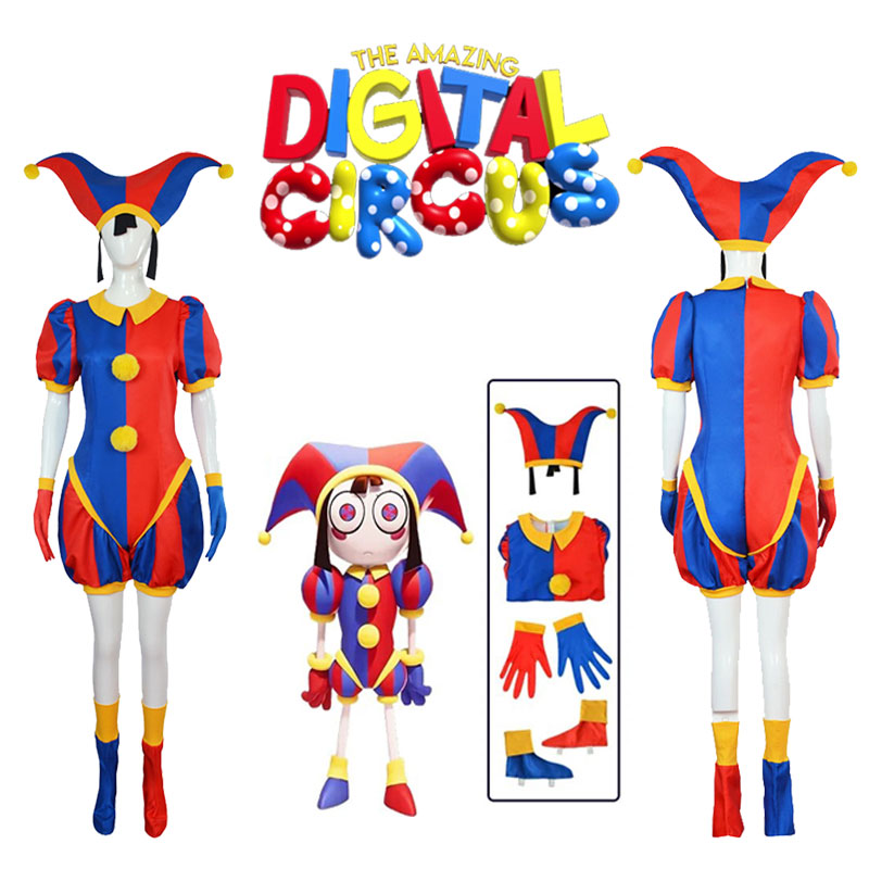 The Amazing Digital Circus Pomni Jumpsuit Cosplay Costume Bodysuit for Adult and Kids