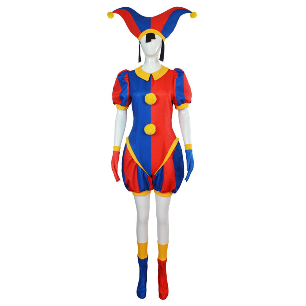 The Amazing Digital Circus Pomni Jumpsuit Cosplay Costume Bodysuit for Adult and Kids