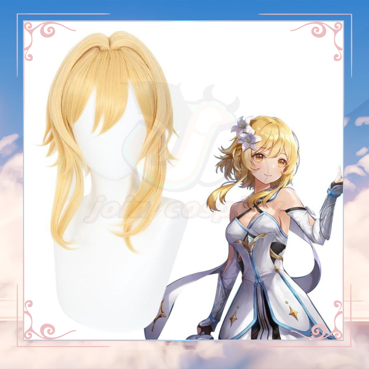 Genshin Impact Cosplay Traveler Lumine Ying Cosplay Wig Yellow Long Wig Women