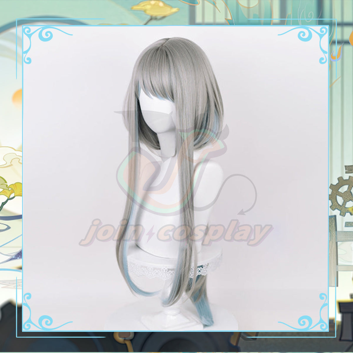 Guizhong Cosplay Wig Mixed Gray Women Synthetic Hair