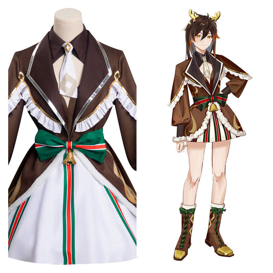 Game Genshin Impact Original Design Zhongli Chrismas Dress Cosplay Costume