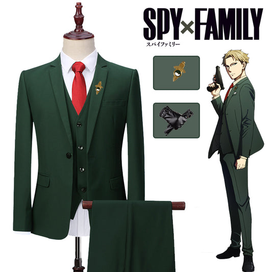 Anime Spy x Family Loid Forger Cosplay Costumes Twilight Green Suit Brooch Pants Vest Gloves Outfit