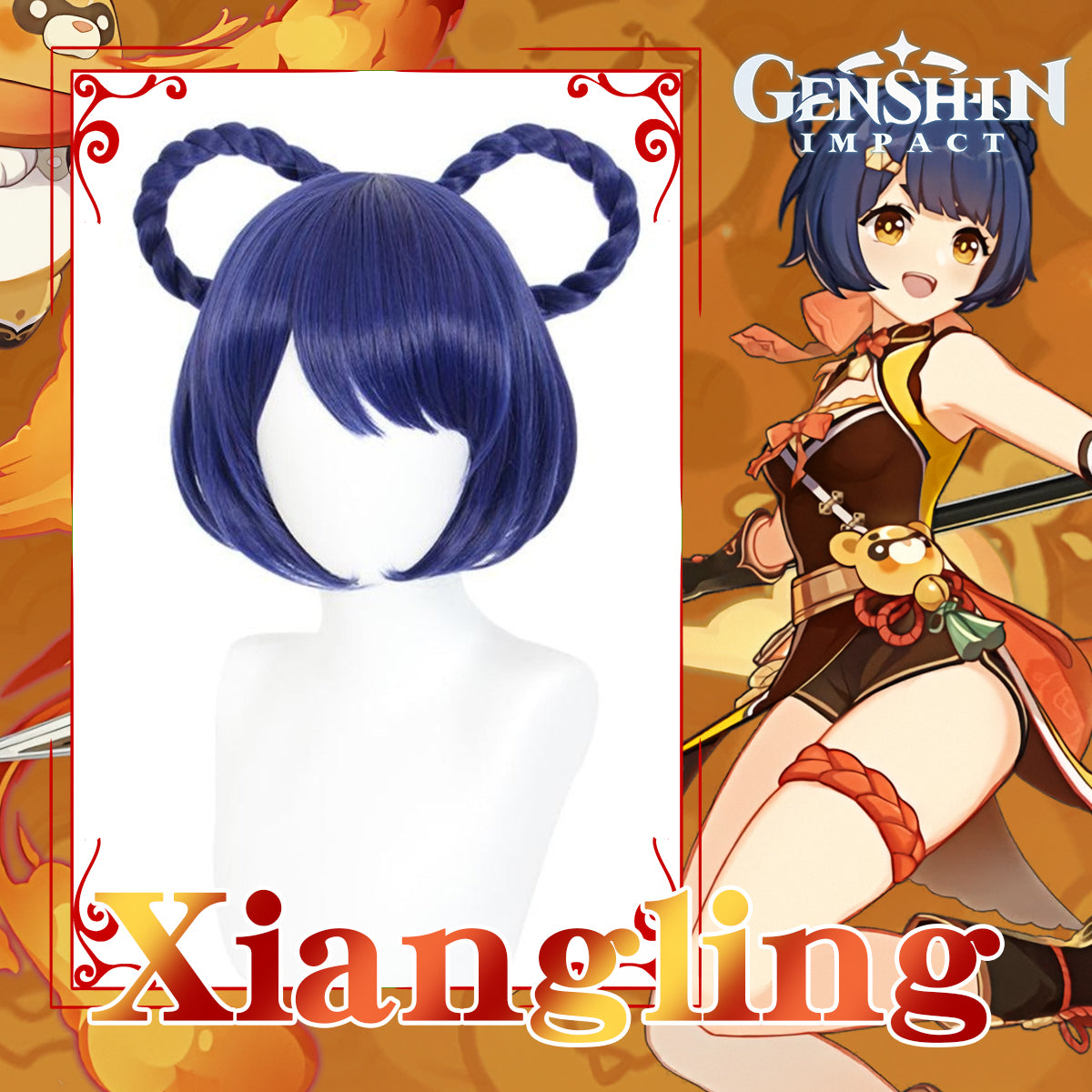 Genshin Impact-Xiangling Cosplay Wig