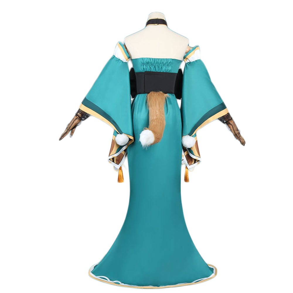 Genshin Impact Miss Hina Green Dress Cosplay Costume