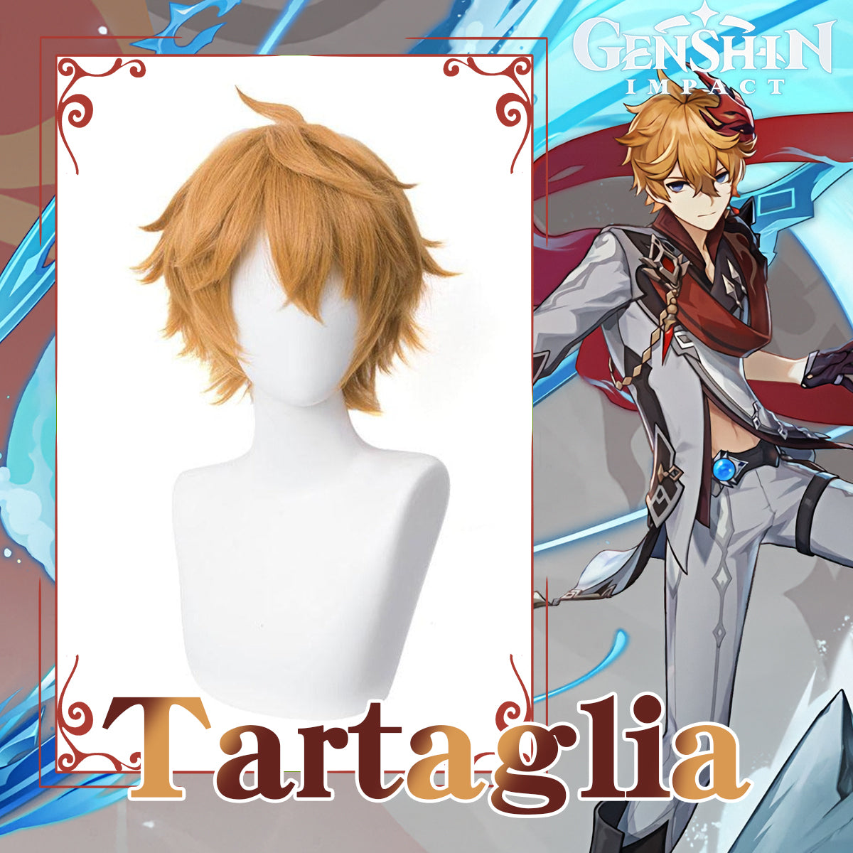 Genshin Impact Tartaglia Childe Cosplay Wig