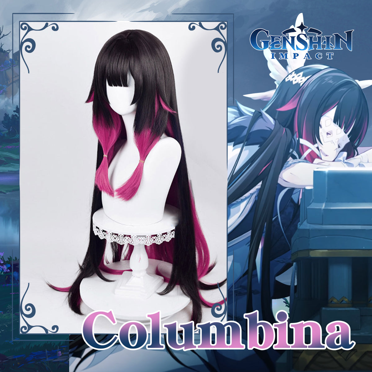 Genshin Impact Fatui Cosplay Columbina Cosplay Wig