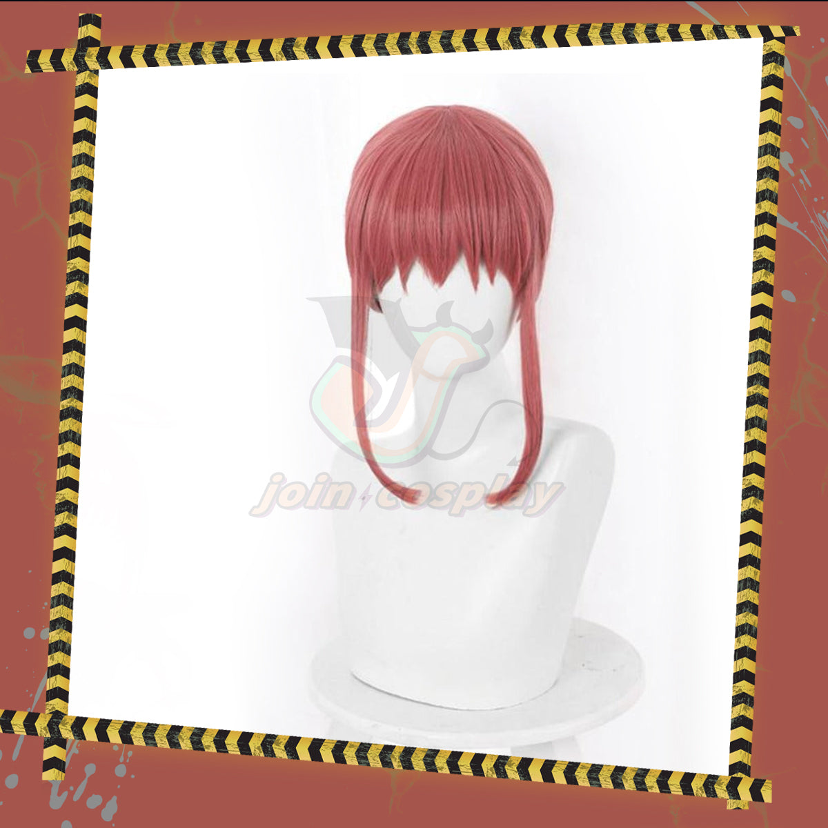Makima Wig Pink Braided Hair Anime Chainsaw Man Cosplay Synthetic Wig 