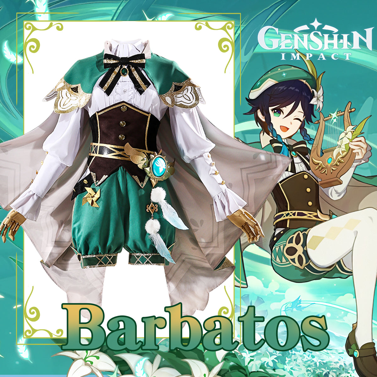 Genshin Impact Venti Barbatos Anemo God Cosplay Costume