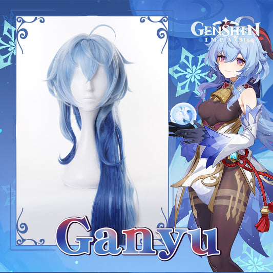 Game Genshin Impact Ganyu Blue Gradient Long Wig