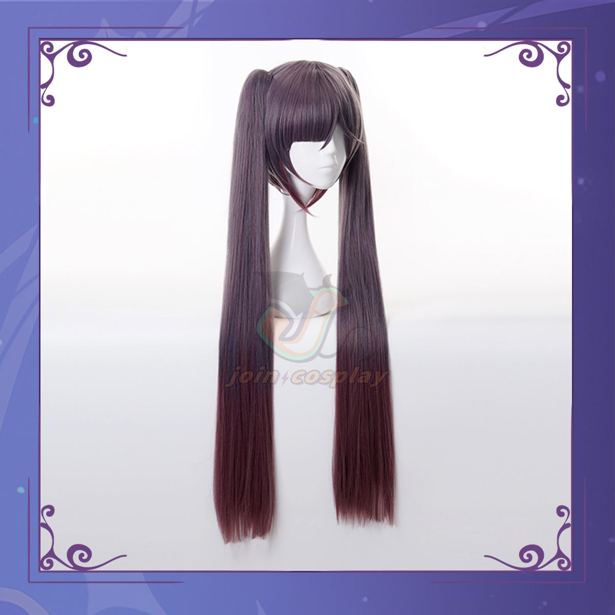 Genshin Impact Mona Purple Black Wig