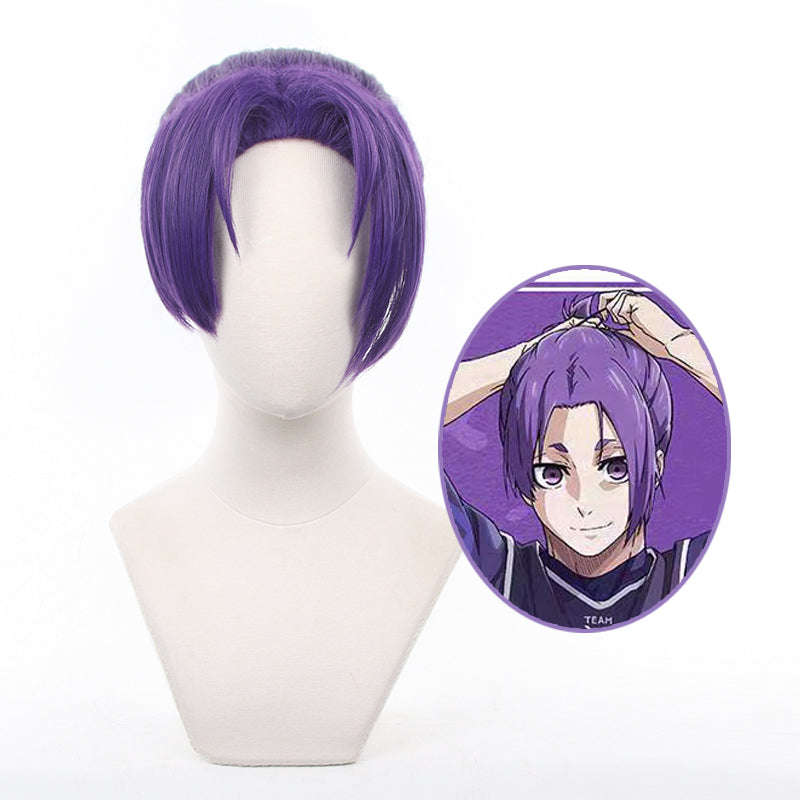 Blue Lock Mikage Reo Cosplay Wig Purple Ponytail Hair