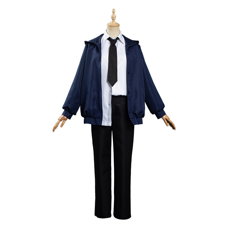 Anime Chainsaw Man Power Cosplay Costume Blue Jacket Uniform Outfit Blood Fiend Devil Women