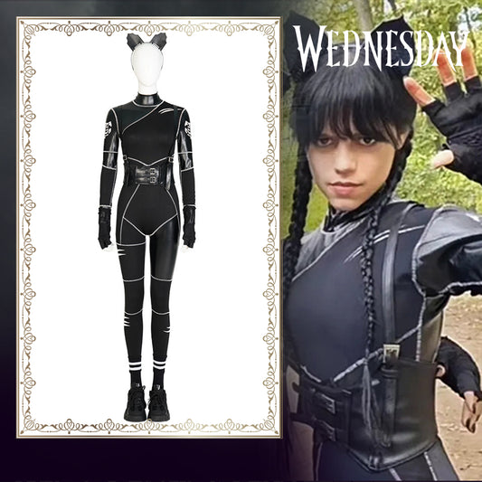 Wednesday (2022 TV Series) Wednesday Cat Suit Cosplay Costume