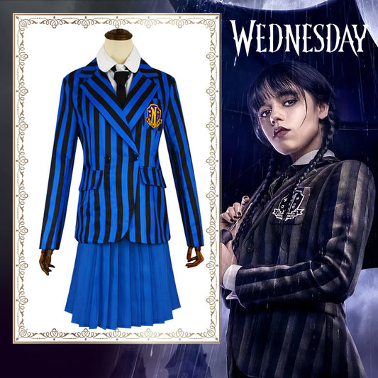 Wednesday (2022) Nevermore Academy Uniform Blue Female Cosplay Costume Suit