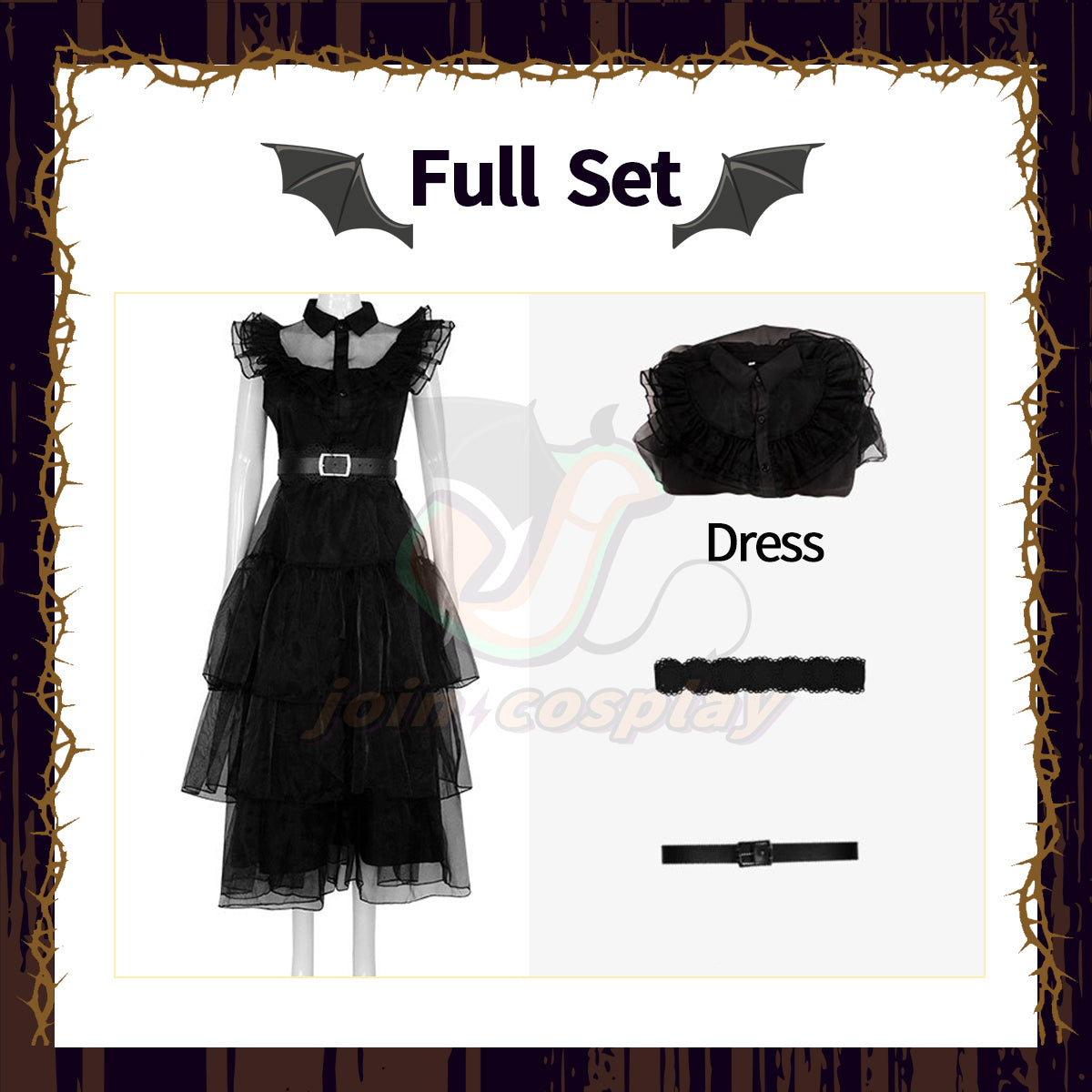 Wednesday (2022) Wednesday Addams Black Dress Cosplay Costume