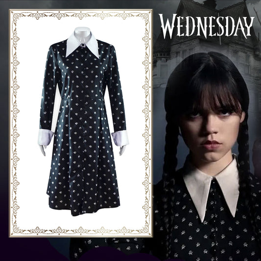 Wednesday (2022) Wednesday Addams Dress Long Sleeve Cosplay Costume