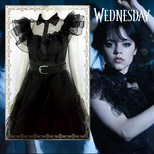 Wednesday (2022) Wednesday Addams Black Dress Cosplay Costume