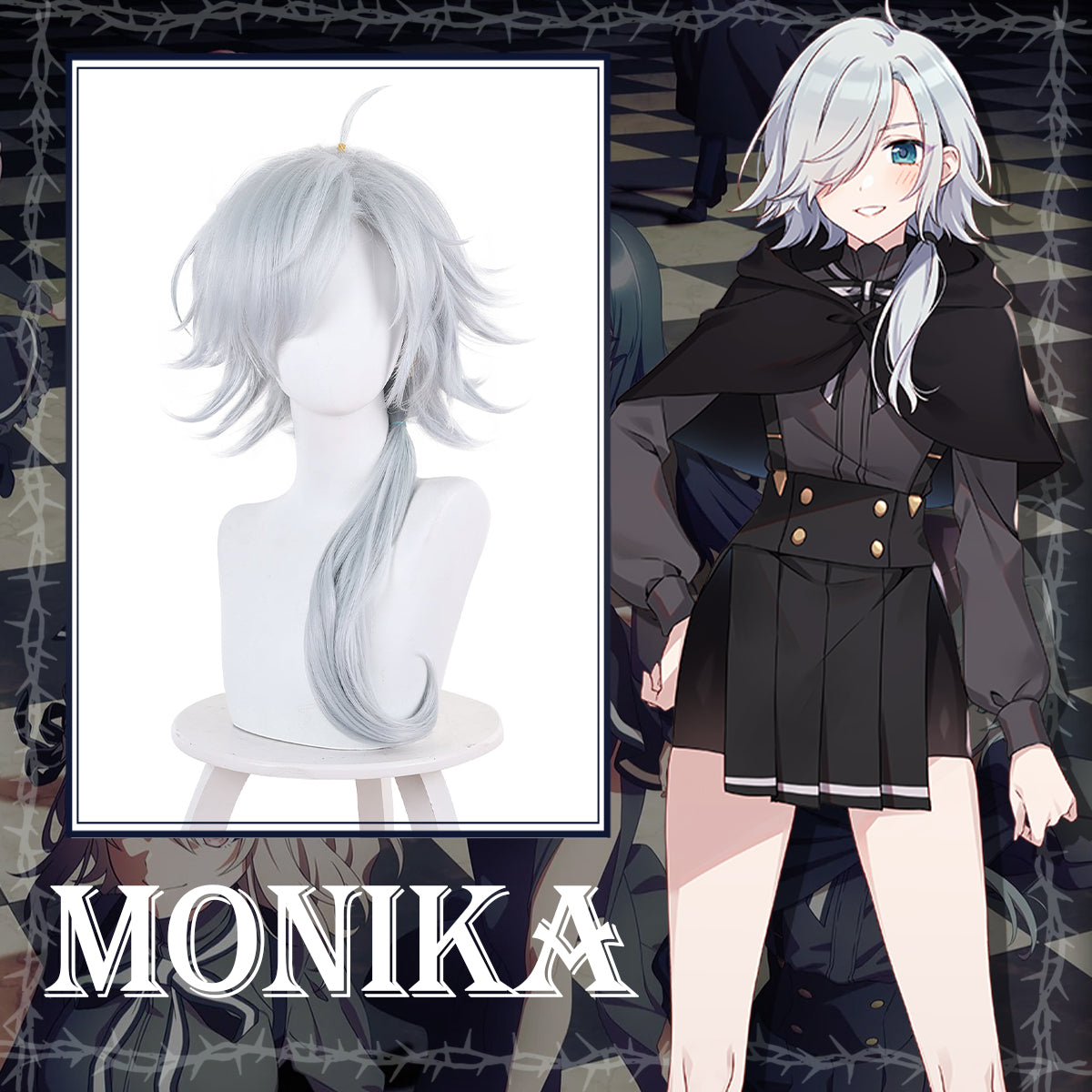 Anime Spy Classroom Monika White Long Cosplay Wig